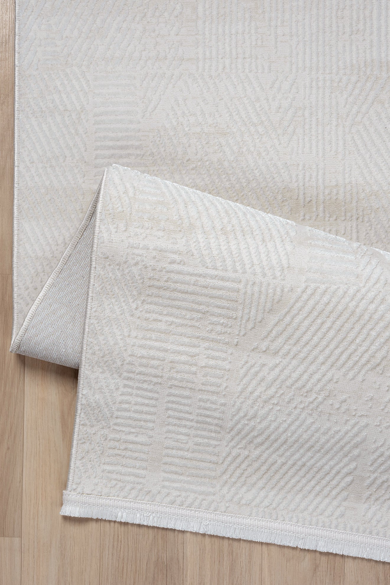 Kadifem KD003 Cremefarbener, weicher, strukturierter Läuferteppich für Wohnzimmer, Küche, Flur, Aufenthaltsraum, maschinell gefertigt