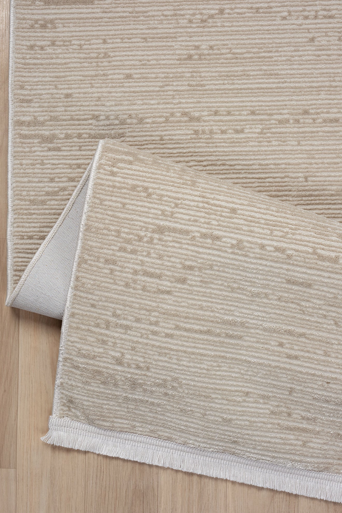 Kadifem KD007 Beige Weich strukturierter Läuferteppich für Wohnzimmer, Küche, Flur, Aufenthaltsraum, maschinell gefertigt