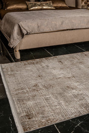 Kadifem KD009 Bej Yumuşak Dokulu Salon Mutfak Koridor Oturma Odası Yolluk Halı Makine Halısı