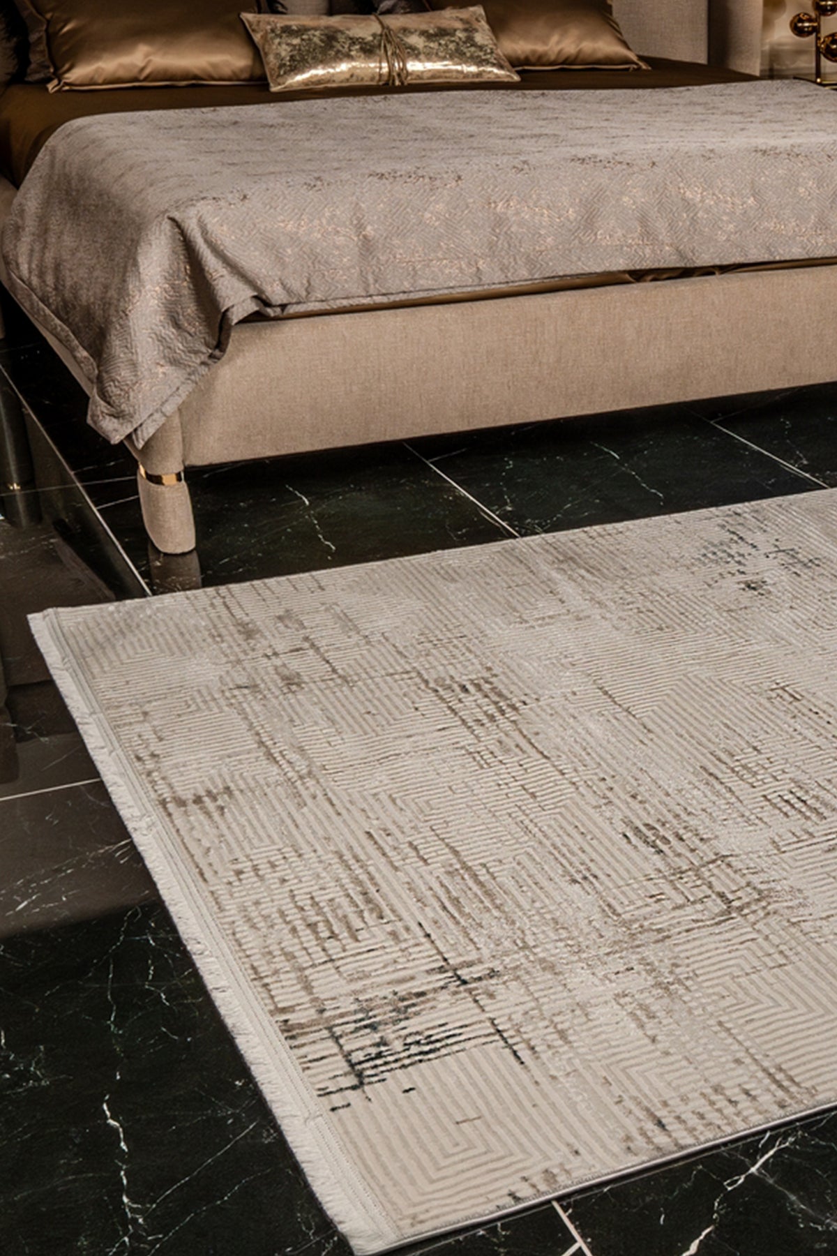 Kadifem KD012 Cremefarbener, weicher, strukturierter Läuferteppich für Wohnzimmer, Küche, Flur, Aufenthaltsraum, maschinell gefertigt