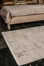 Kadifem KD012 Cremefarbener, weicher, strukturierter Läuferteppich für Wohnzimmer, Küche, Flur, Aufenthaltsraum, maschinell gefertigt