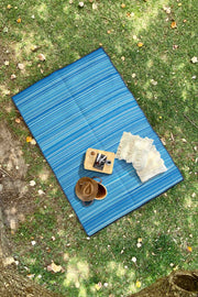 Foldable Blue Beach Camping Picnic Garden Balcony Terrace Woven Mat Savanna Rug Caravan Carpet