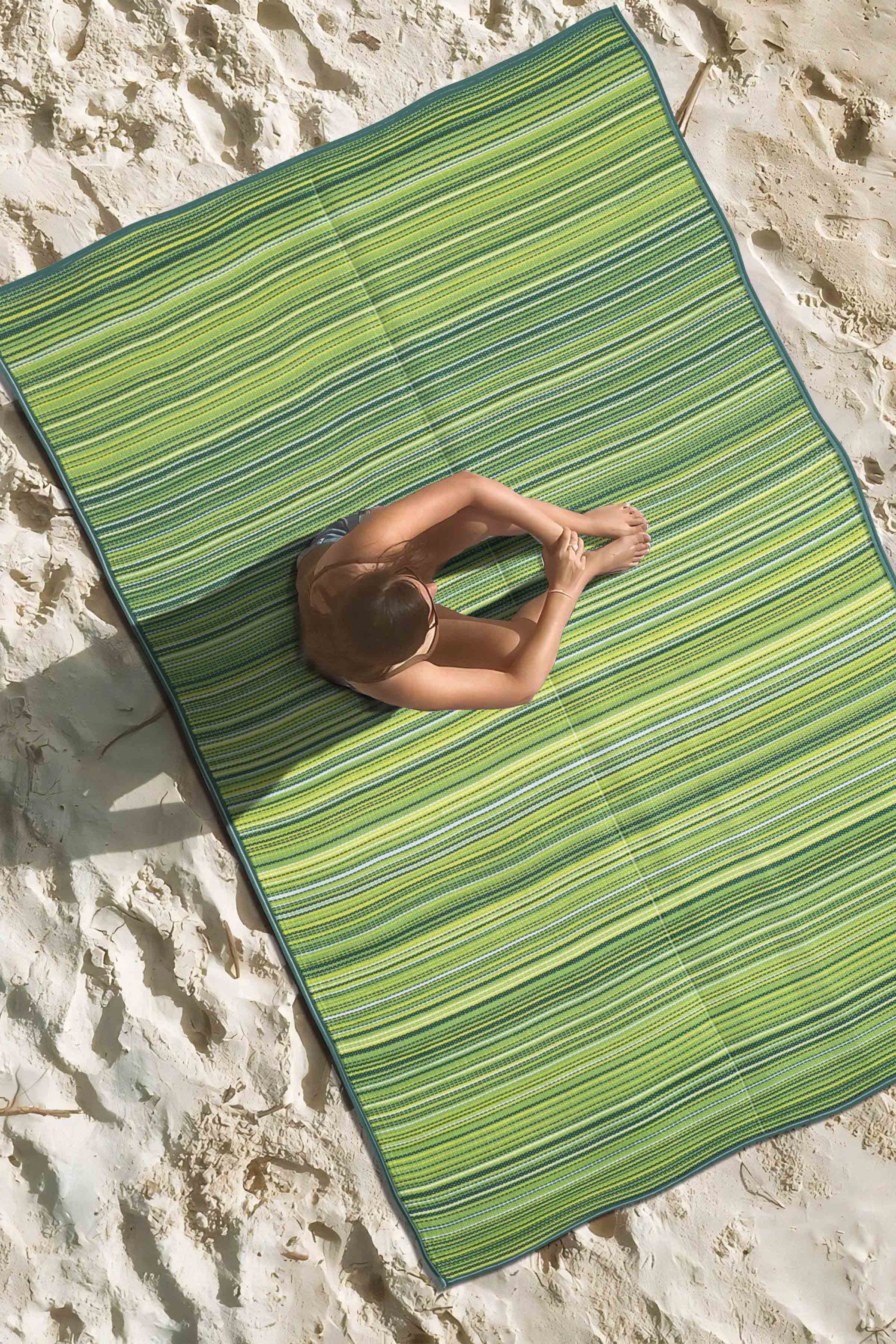 Katlanabilir Yeşil Plaj Kamp Piknik Bahçe Balkon Teras Hasır Halı Mat Savan Kilim Karavan Halısı