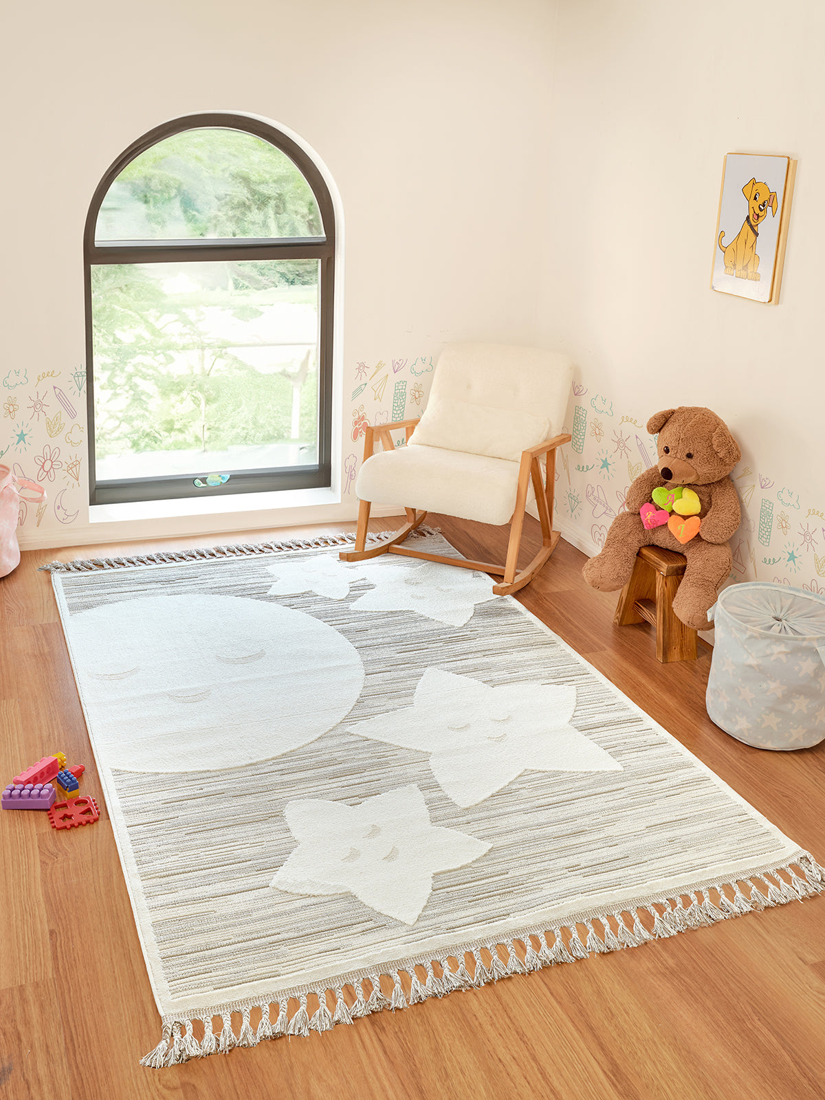 Kids KI001 Bej Yumuşak Dokulu Çocuk Odası Halısı