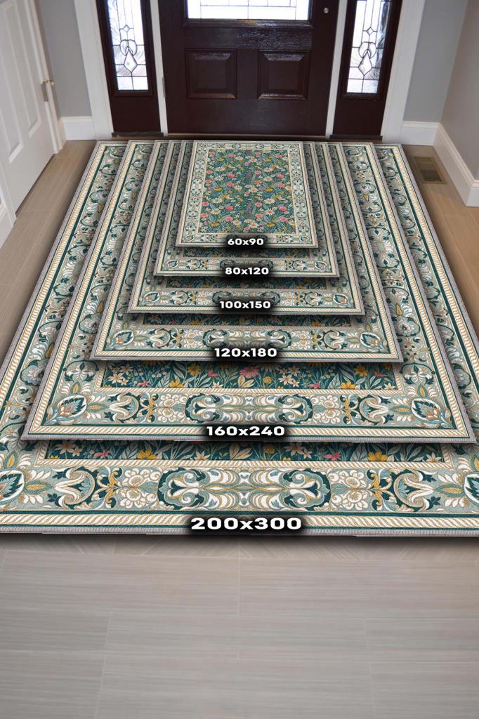 Kır Evi Tarzı Çok Renkli Papatya Detaylı Çiçek Bahçesi Temalı Oturma Odası Halısı, Salon Halısı, Mutfak Halısı