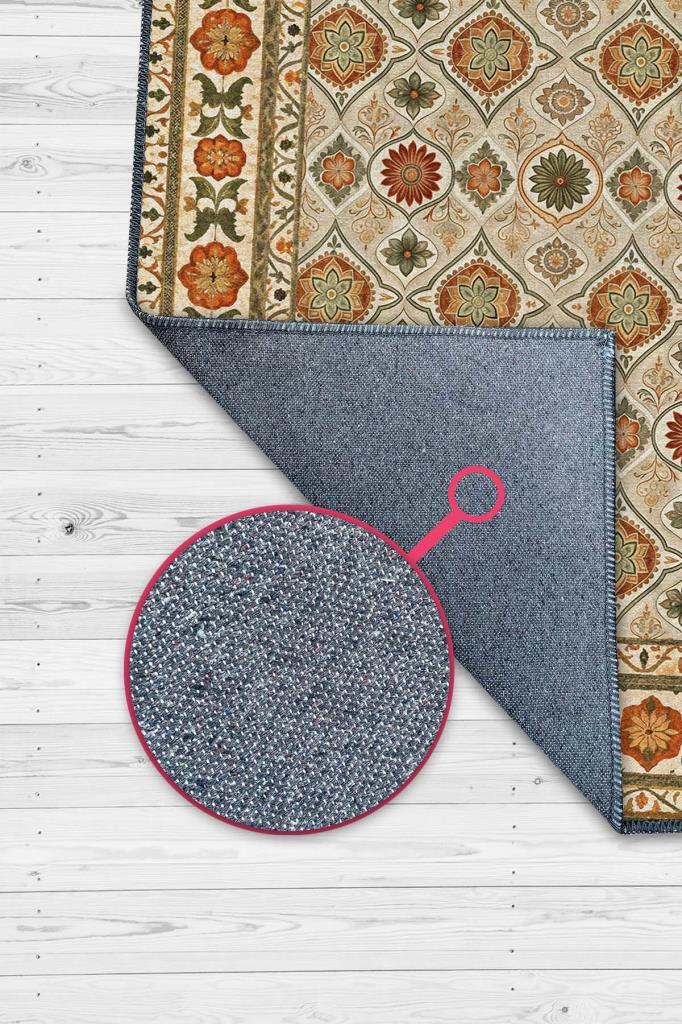 Klasik Tarz Çiçek Desenli Oda Halısı, Antik Maksimalist Ev Dekoru, Yıkanabilir Dokuma Pamuk Tabanlı Kaymaz Tabanlı Halı