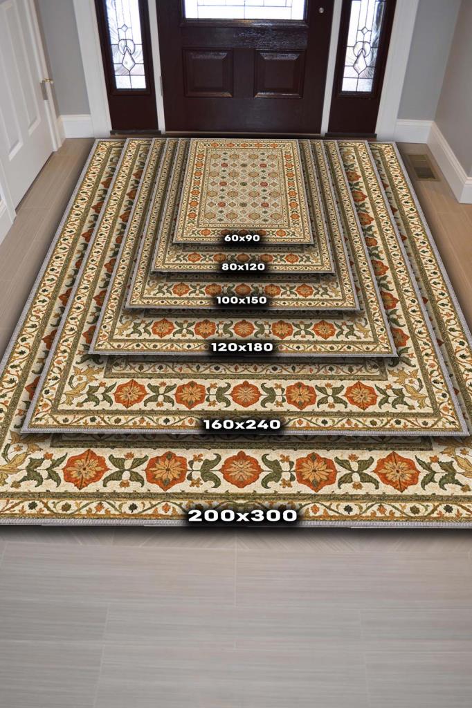 Klasik Tarz Çiçek Desenli Oda Halısı, Antik Maksimalist Ev Dekoru, Yıkanabilir Dokuma Pamuk Tabanlı Kaymaz Tabanlı Halı