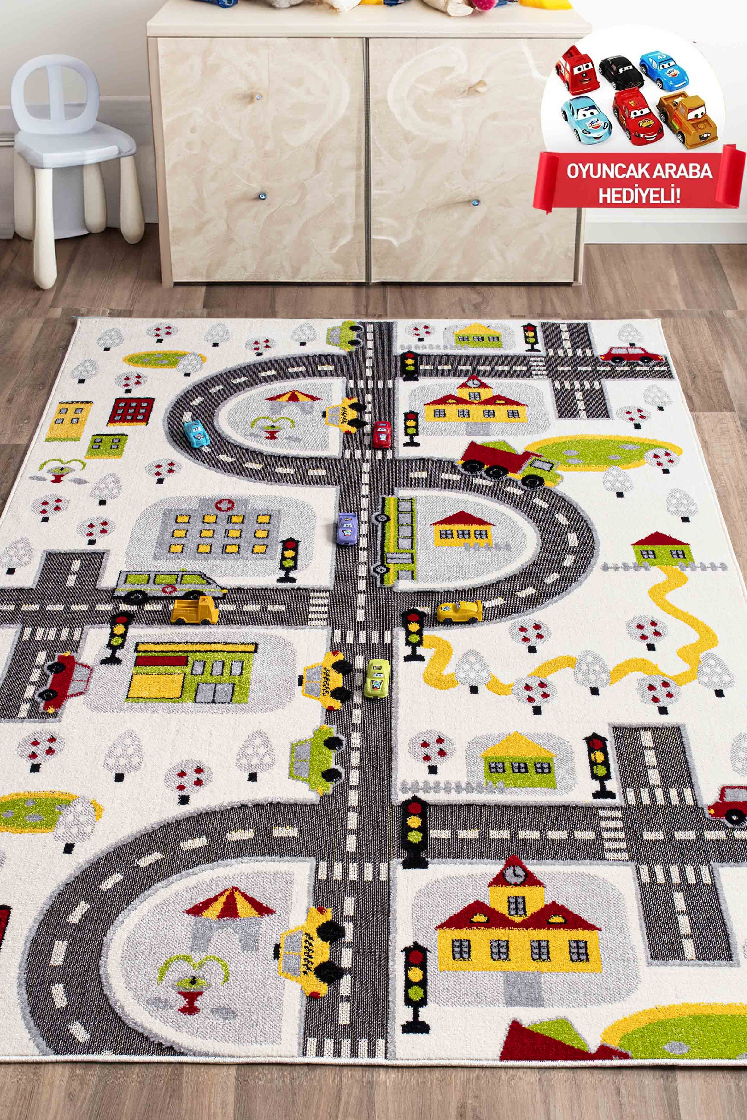 Comfort Kindergarten Nursery Play Mat 3D Woven White Traffic Mat