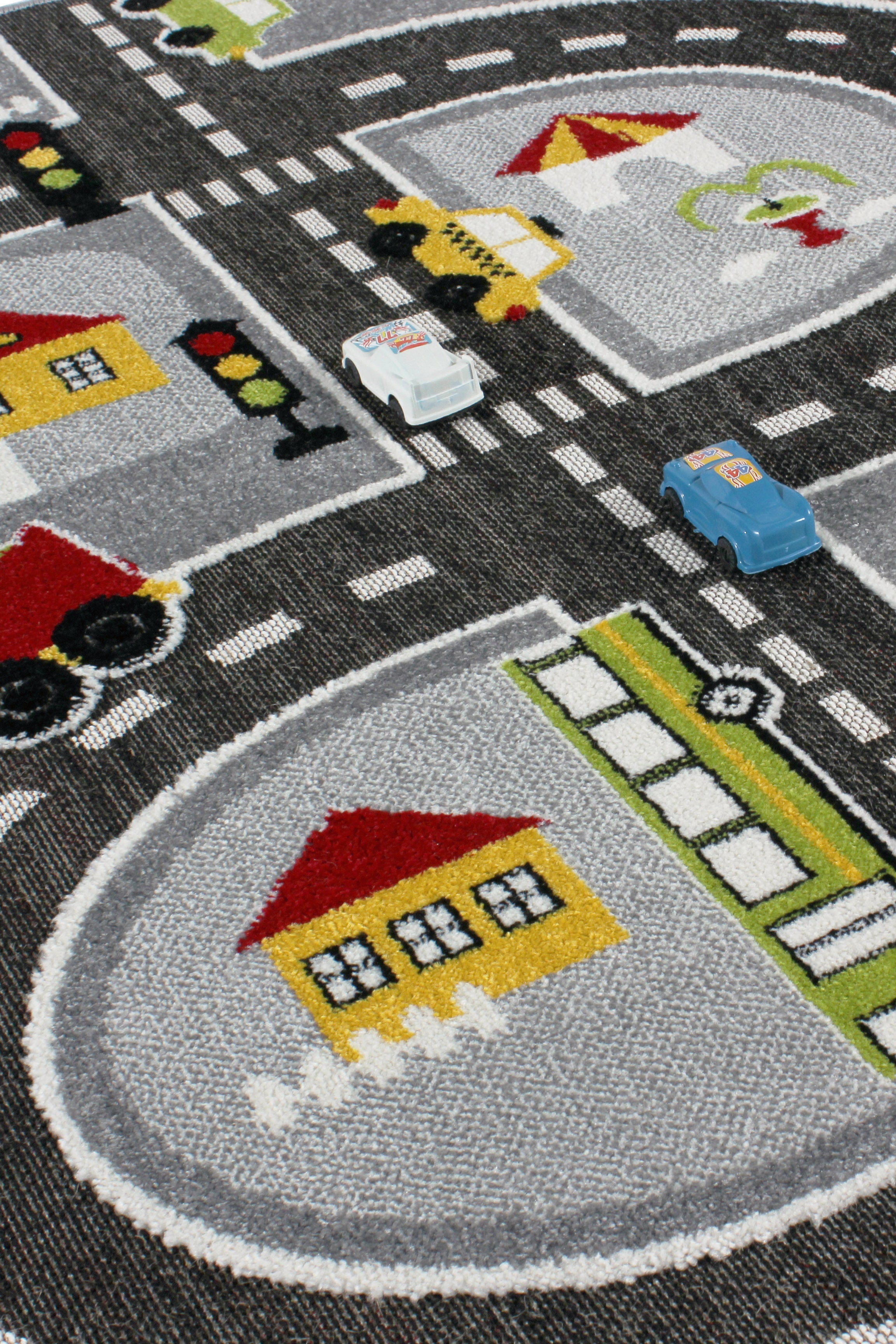 Komfortable Kindergarten-Spielmatte, 3D-gewebt, graue Verkehrsmatte