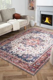 Konfor Antico 2323 Cotton-Based Washable Authentic Vintage Classic Distressed Rug