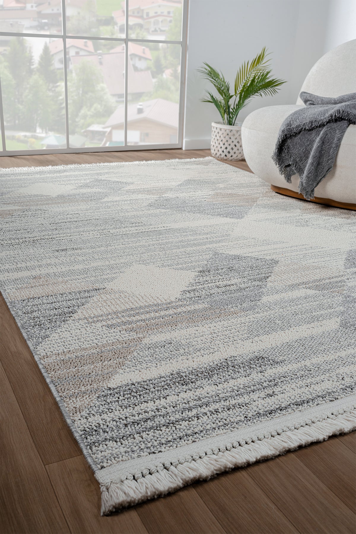 Comfort Bastia 1274 Cream Grey Beige Soft Weave Modern Woven Loop Pile Rug