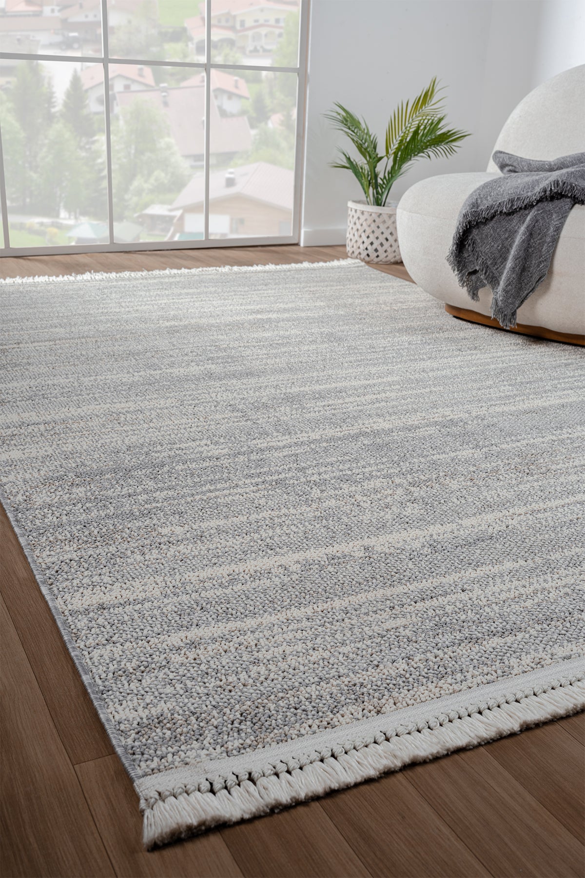 Comfort Bastia 1276 Cream Grey Soft Weave Modern Woven Loop Pile Rug