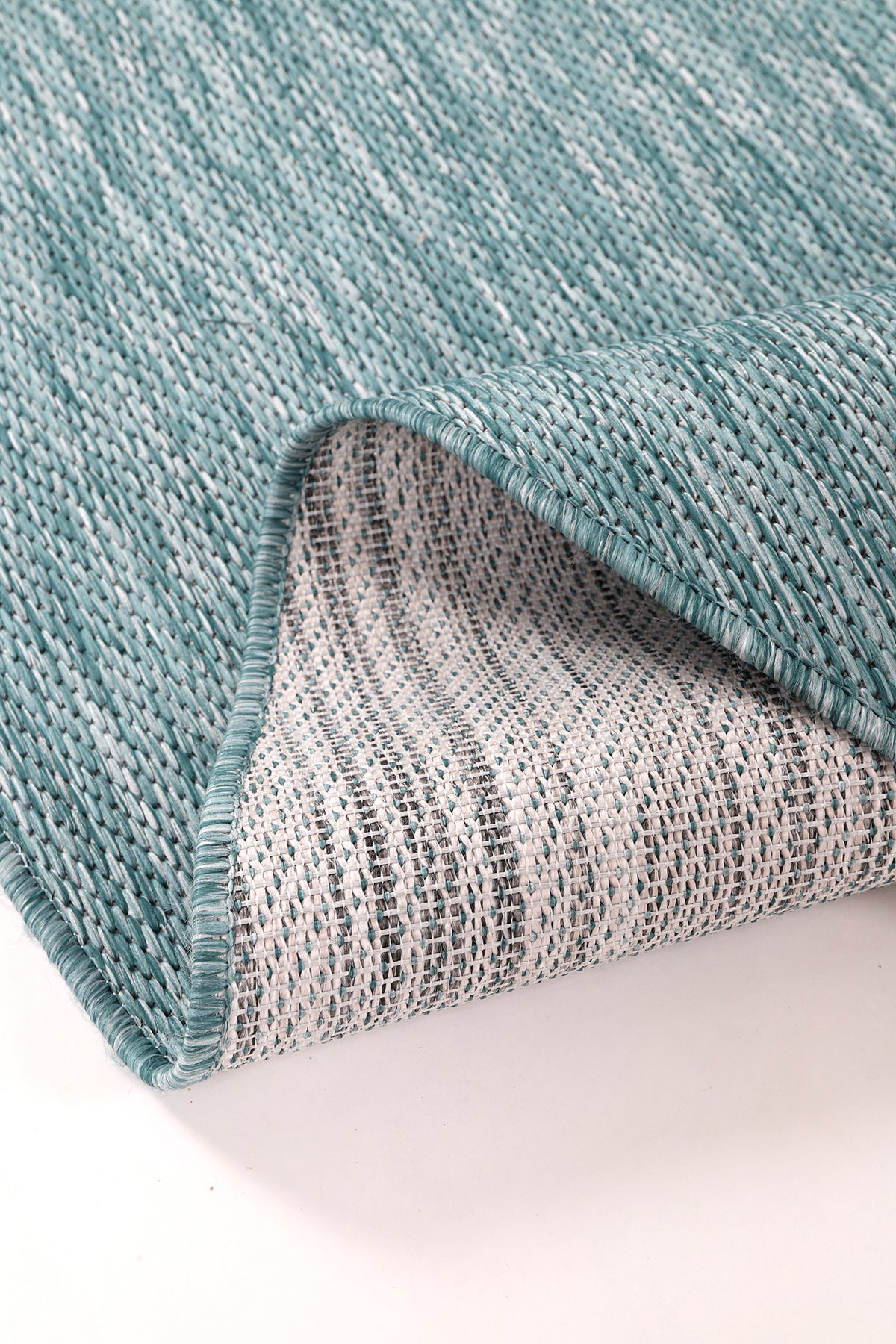 Konfor Halı Tema 9036 Turkuaz Sisal Hasır İç Dış Mekan Kilim Dekoratif Bahçe Balkon Salon Halısı