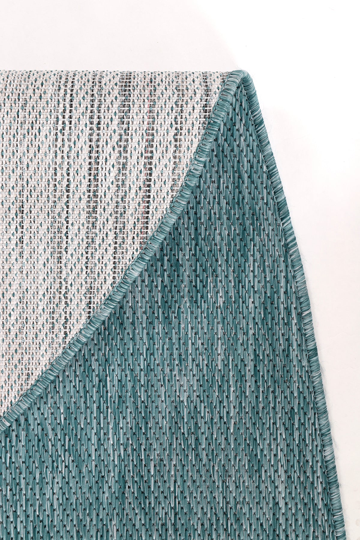 Konfor Halı Tema 9036 Turkuaz Sisal Hasır İç Dış Mekan Kilim Dekoratif Bahçe Balkon Salon Halısı