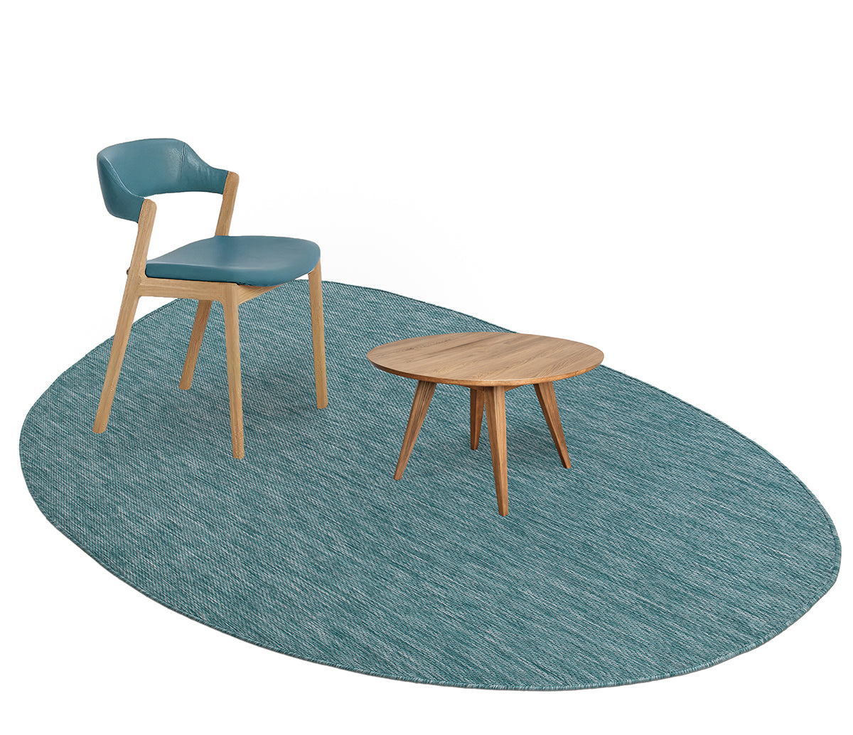 Konfor Halı Tema 9036 Turkuaz Sisal Hasır İç Dış Mekan Kilim Dekoratif Bahçe Balkon Salon Halısı