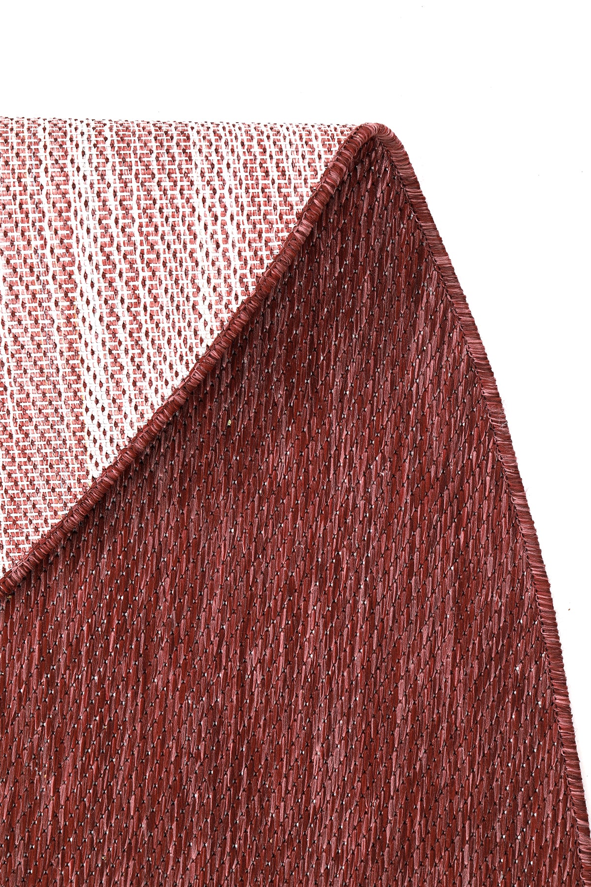 Konfor Teppichthema 9039 Burgunderroter Sisal-Webteppich für drinnen und draußen, dekorativer Garten-, Balkon- und Wohnzimmerteppich