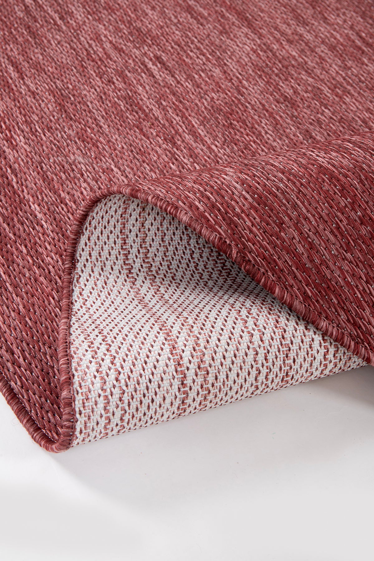 Konfor Teppichthema 9039 Burgunderroter Sisal-Webteppich für drinnen und draußen, dekorativer Garten-, Balkon- und Wohnzimmerteppich