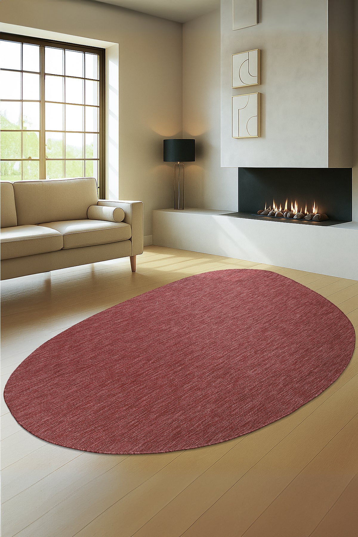 Konfor Teppichthema 9039 Burgunderroter Sisal-Webteppich für drinnen und draußen, dekorativer Garten-, Balkon- und Wohnzimmerteppich