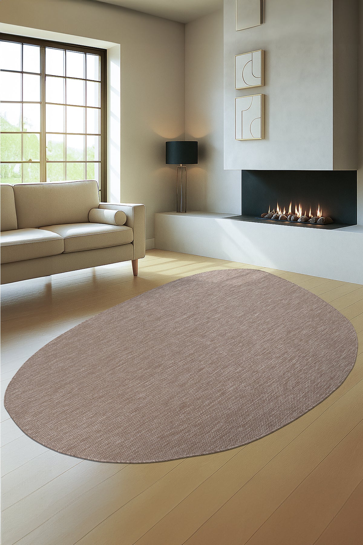 Konfor Carpet Theme 9040 Beige Sisal Woven Indoor/Outdoor Rug Decorative Garden Balcony Living Room Carpet