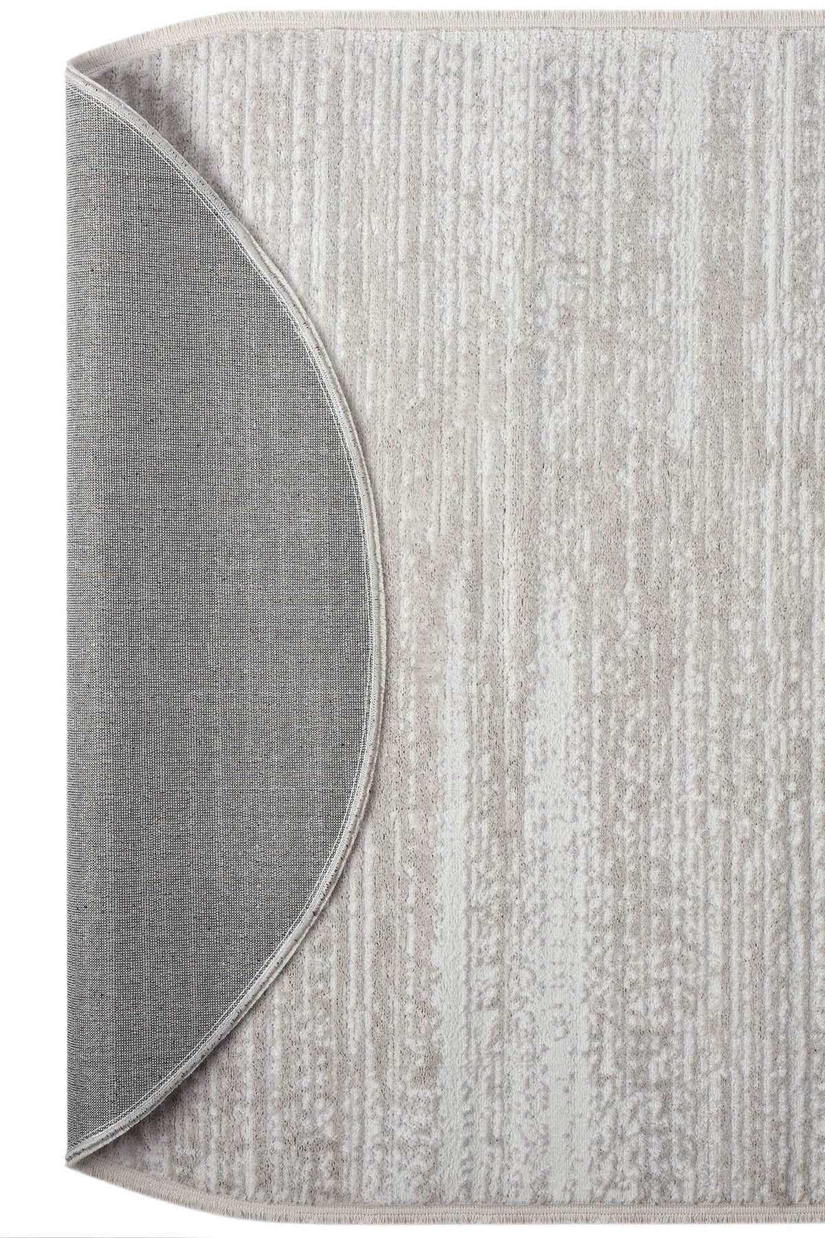 Konfor Jasmine 1452 Oval Cream Beige Modern Woven Fringed Rug for Kitchen, Living Room, and Sitting Room