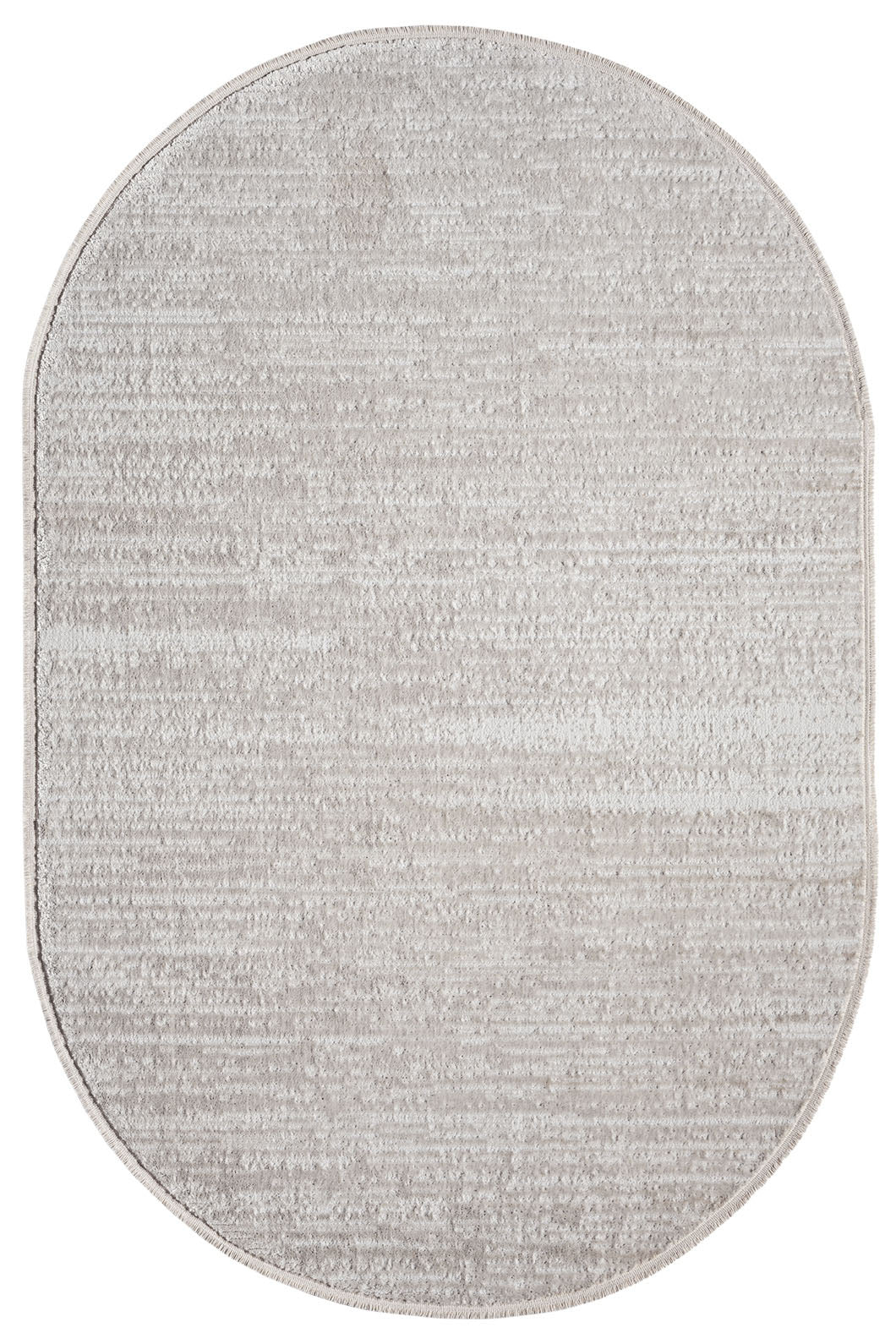 Konfor Jasmine 1452 Oval Cream Beige Modern Woven Fringed Rug for Kitchen, Living Room, and Sitting Room