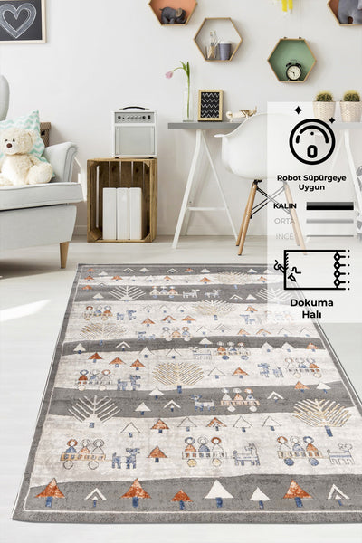Konfor Kids 4583 Motto Modern Dokuma Çocuk Halısı