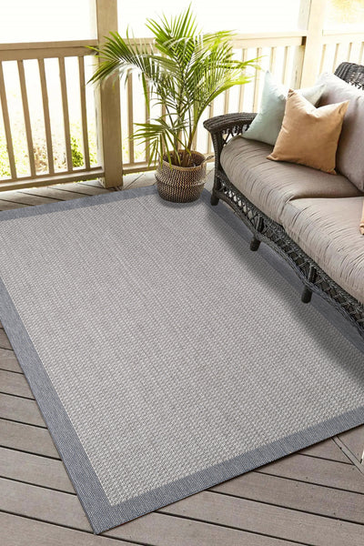 Comfort Sisalux 3092 Grey Jute-Backed Modern Woven Kilim Sisal Straw Carpet
