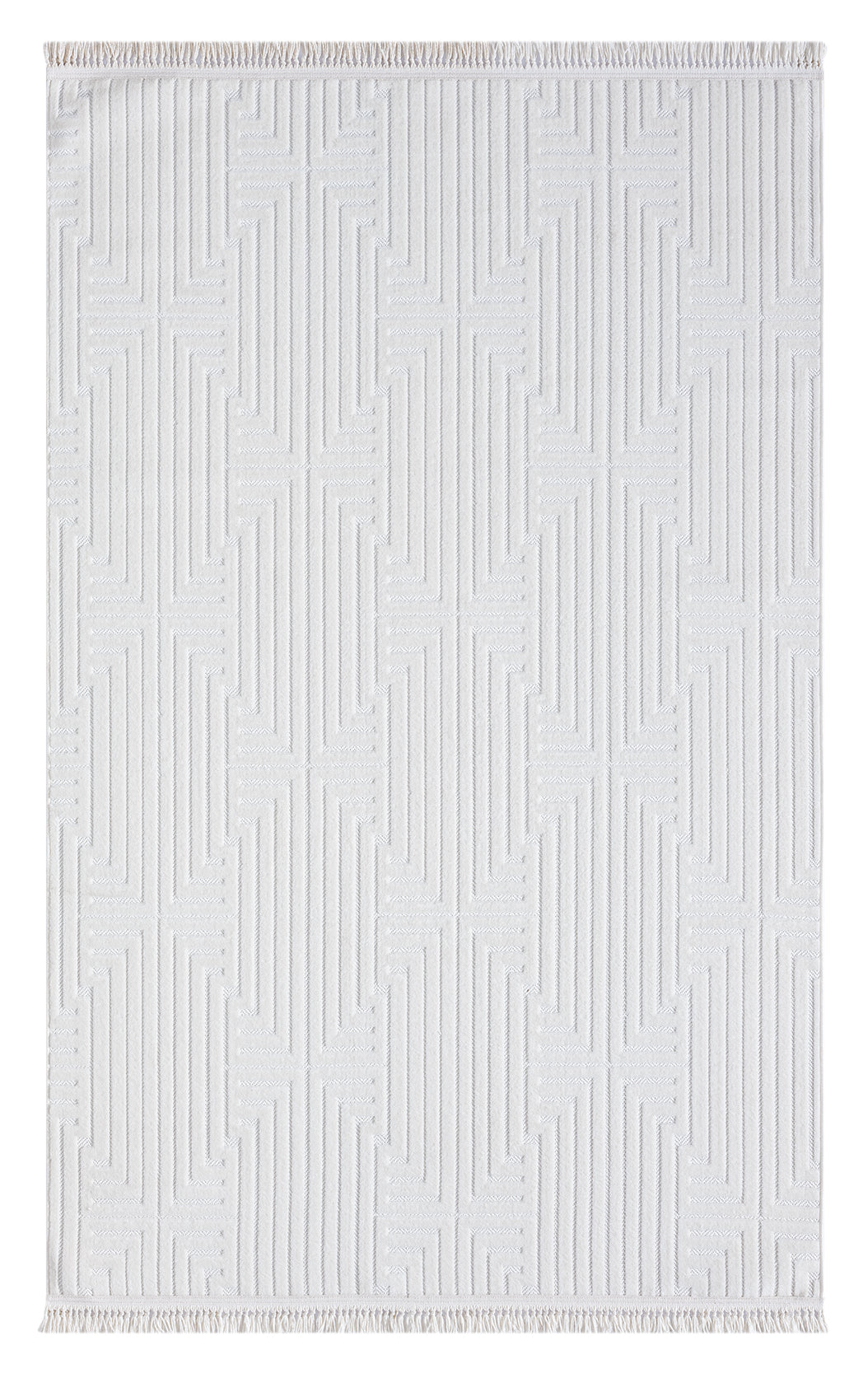 Konfor Sosa 9002 Beyaz Hasır Örme Tabanlı Modern Dokuma Halı