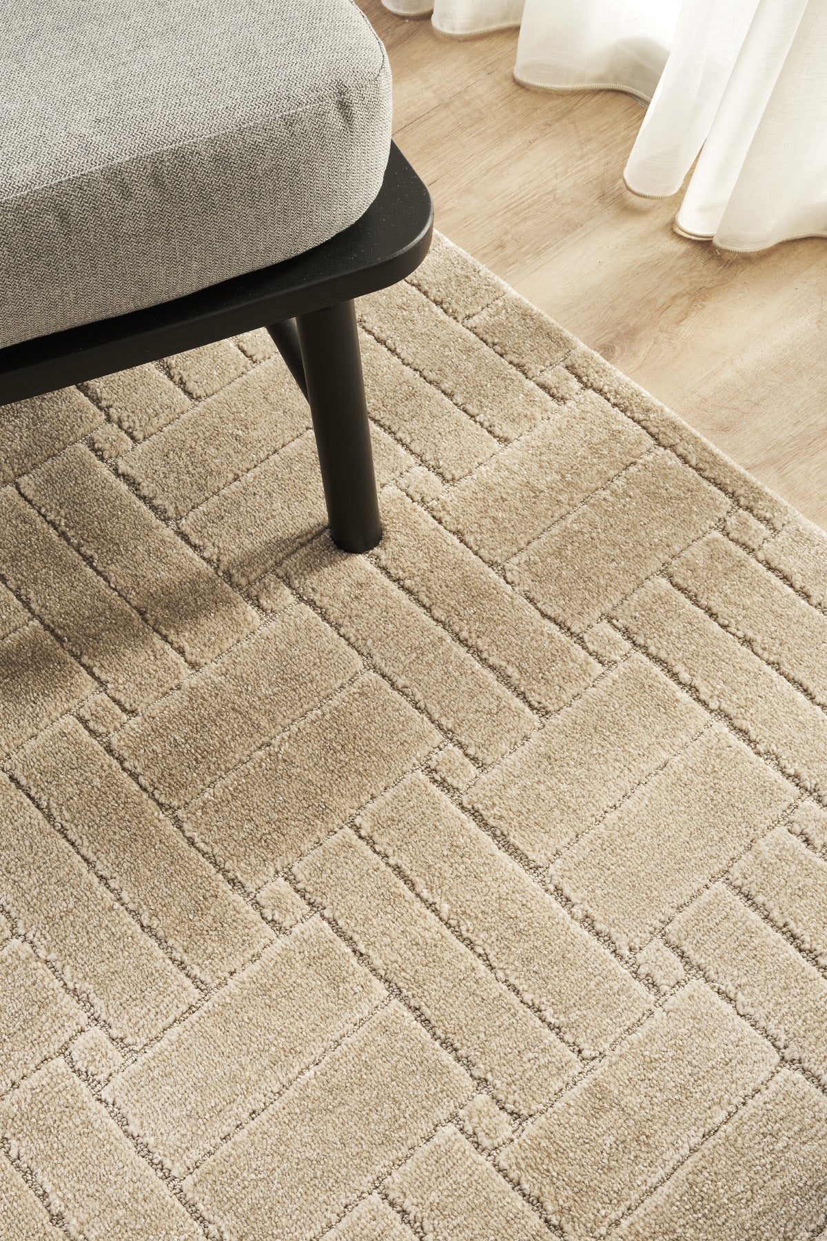 Krem Yumuşak Dokulu Uzun Ömürlü Lateks Kaymaz Taban Salon Oturma Odası Mutfak Koridor Halı RivonRN03