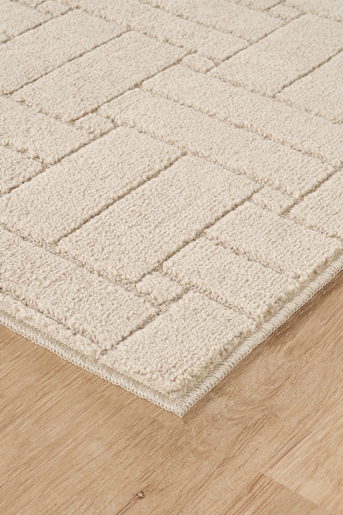 Krem Yumuşak Dokulu Uzun Ömürlü Lateks Kaymaz Taban Salon Oturma Odası Mutfak Koridor Halı RivonRN03