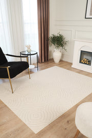 Krem Yumuşak Dokulu Uzun Ömürlü Lateks Kaymaz Taban Salon Oturma Odası Mutfak Koridor Halı RivonRN05