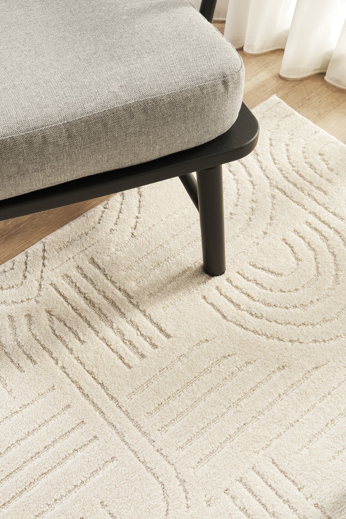 Krem Yumuşak Dokulu Uzun Ömürlü Lateks Kaymaz Taban Salon Oturma Odası Mutfak Koridor Halı RivonRN09