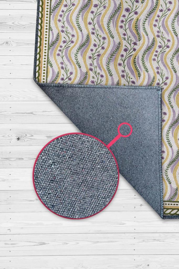 Leylak Yeşi Ve Sarı Renkli Oturma Odası Halısı, Doğal Ev Dekoru, Yıkanabilir Dokuma Pamuk Tabanlı Halı