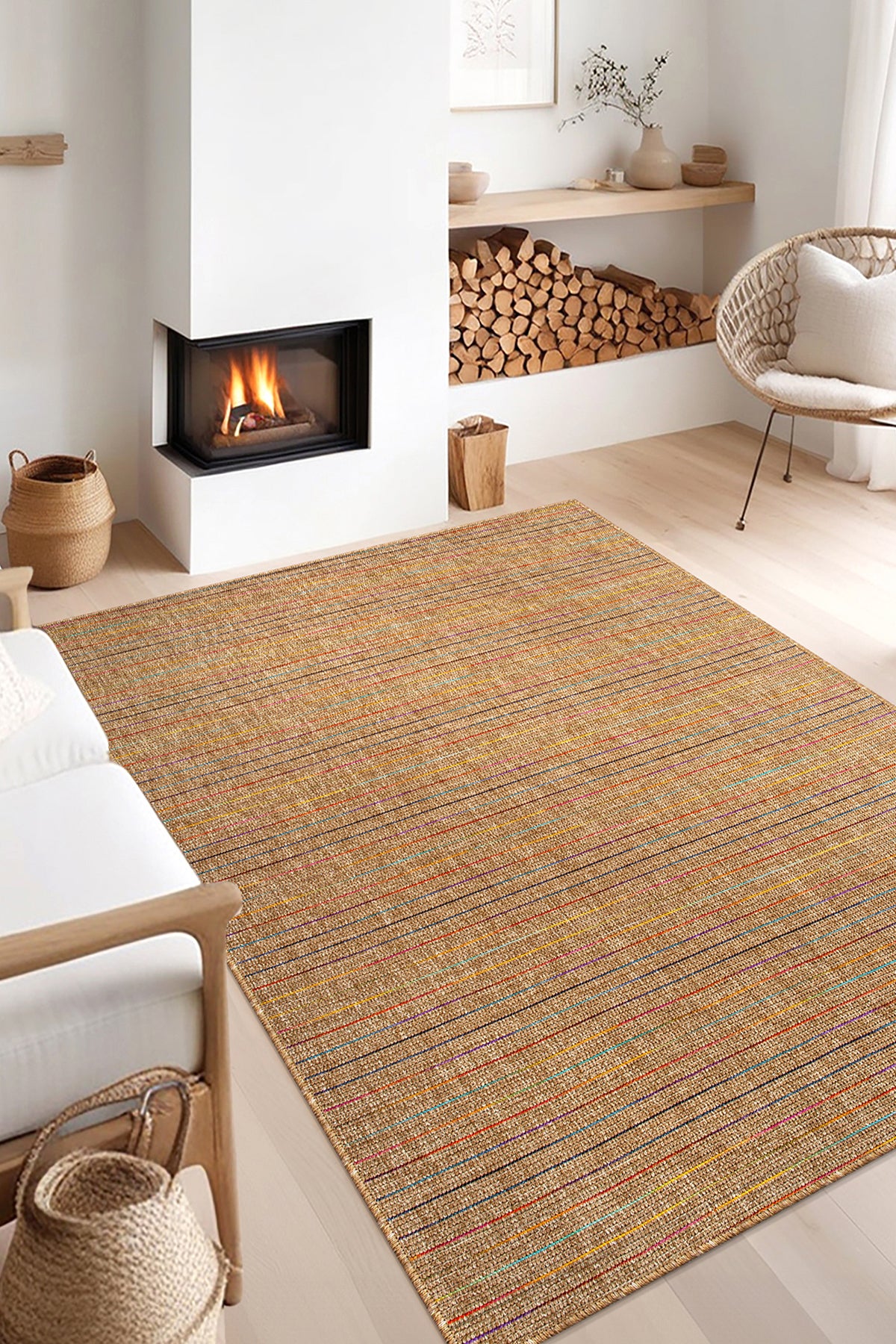 Lilette 6721 Naturel Jüt Halı Örme Kilim Salon Oturma Odası Halısı İç Dış Mekan Kilim Lilette_6721