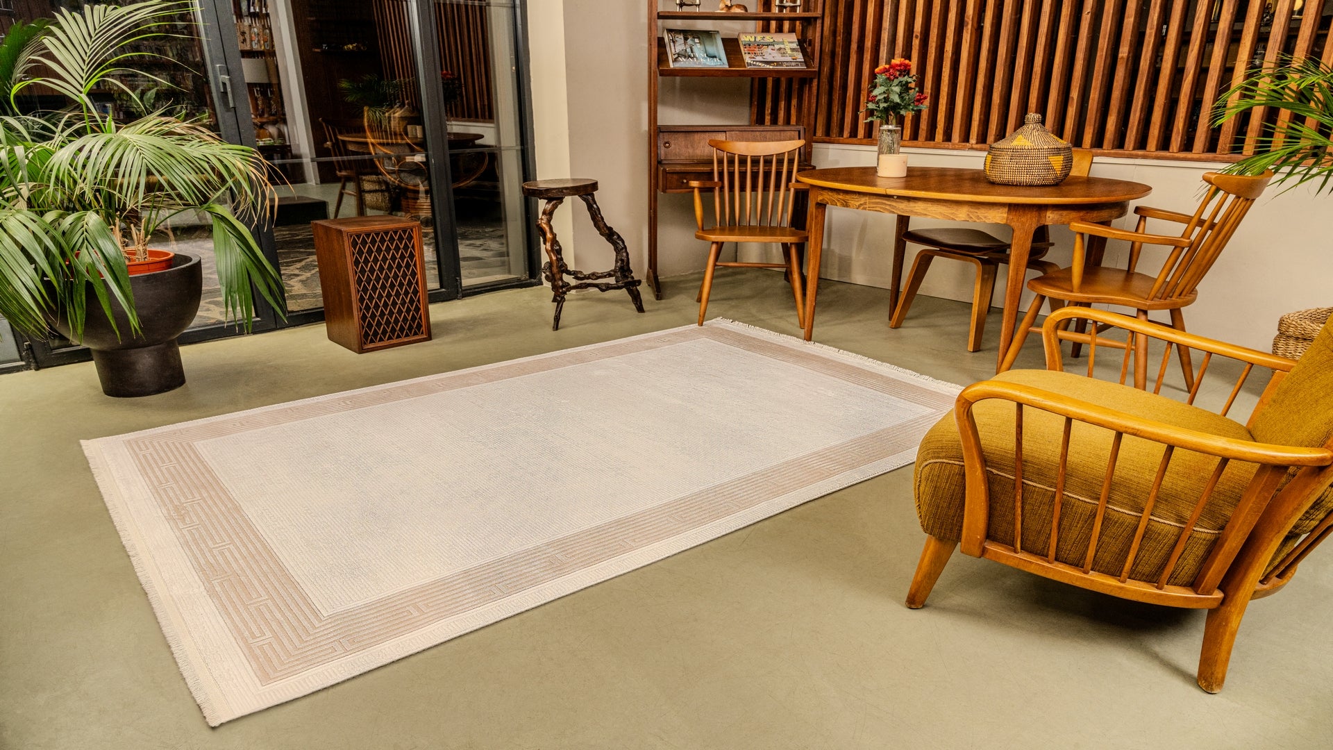 Mazzini 1480 Krem Uzun Ömürlü Yumuşak Dokulu Salon Mutfak Koridor Oturma Odası Yolluk Halı