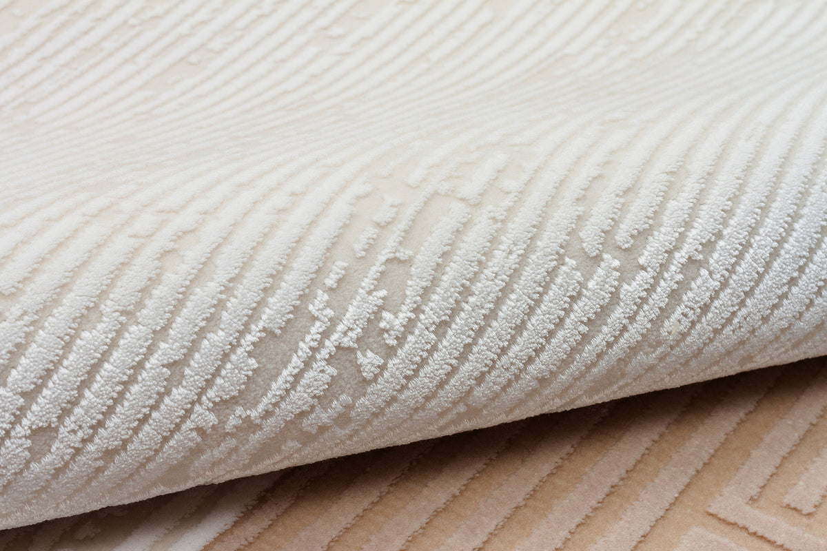 Mazzini 1480 Cream Durable Soft Textured Living Room Kitchen Hallway Sitting Room Runner Rug