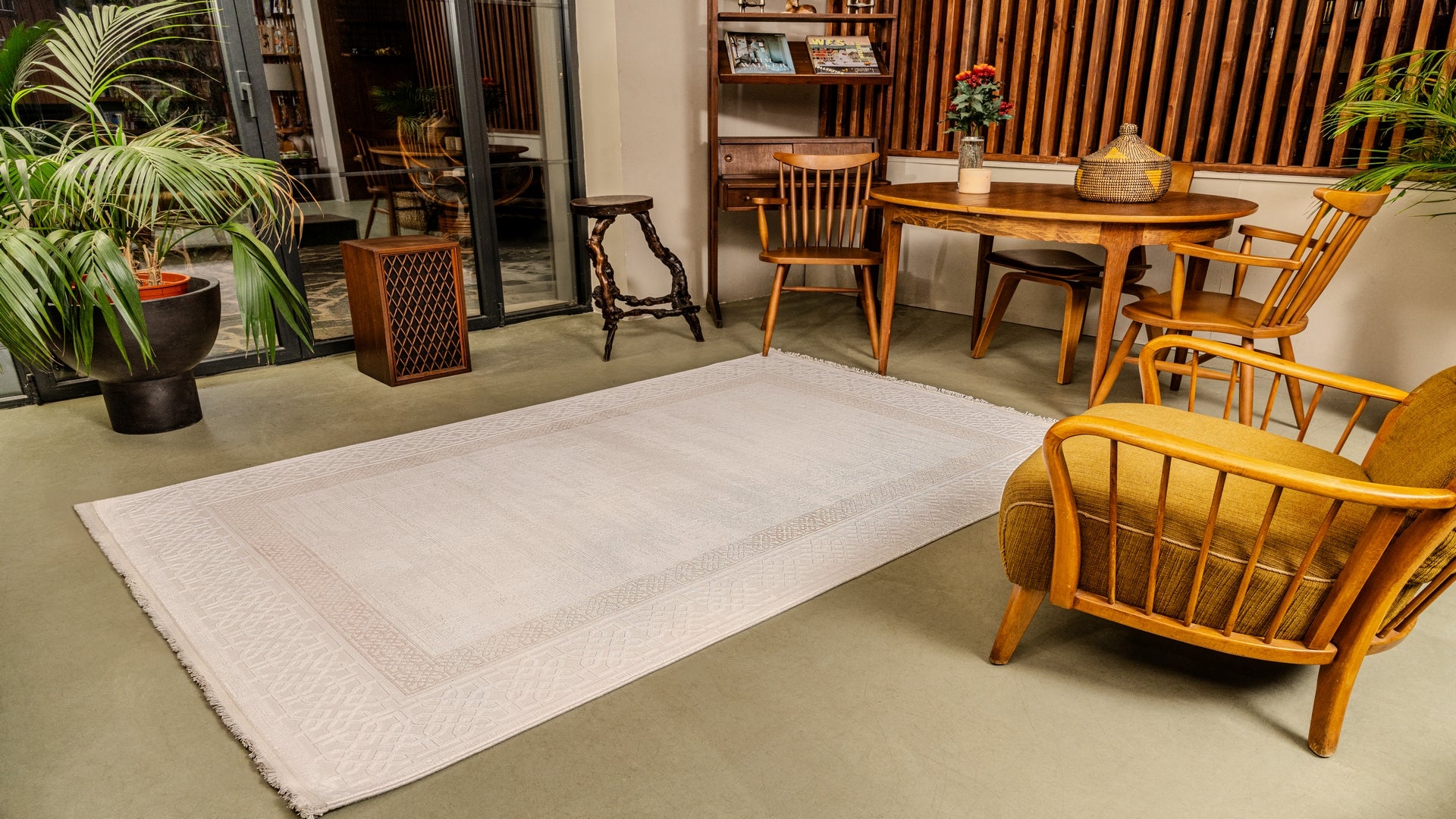 Mazzini 1481 Krem Uzun Ömürlü Yumuşak Dokulu Salon Mutfak Koridor Oturma Odası Yolluk Halı