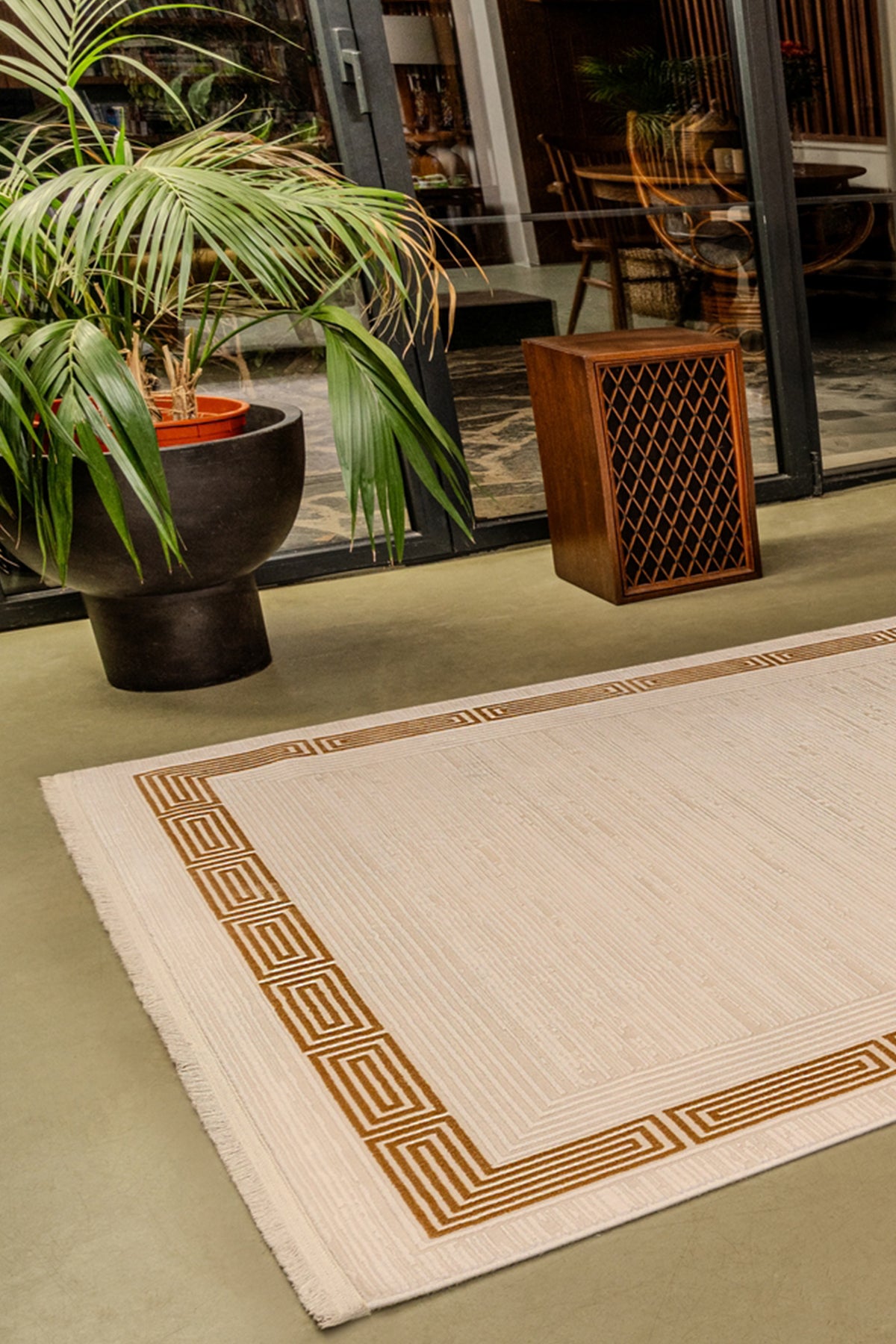 Mazzini 1482 Krem Uzun Ömürlü Yumuşak Dokulu Salon Mutfak Koridor Oturma Odası Yolluk Halı