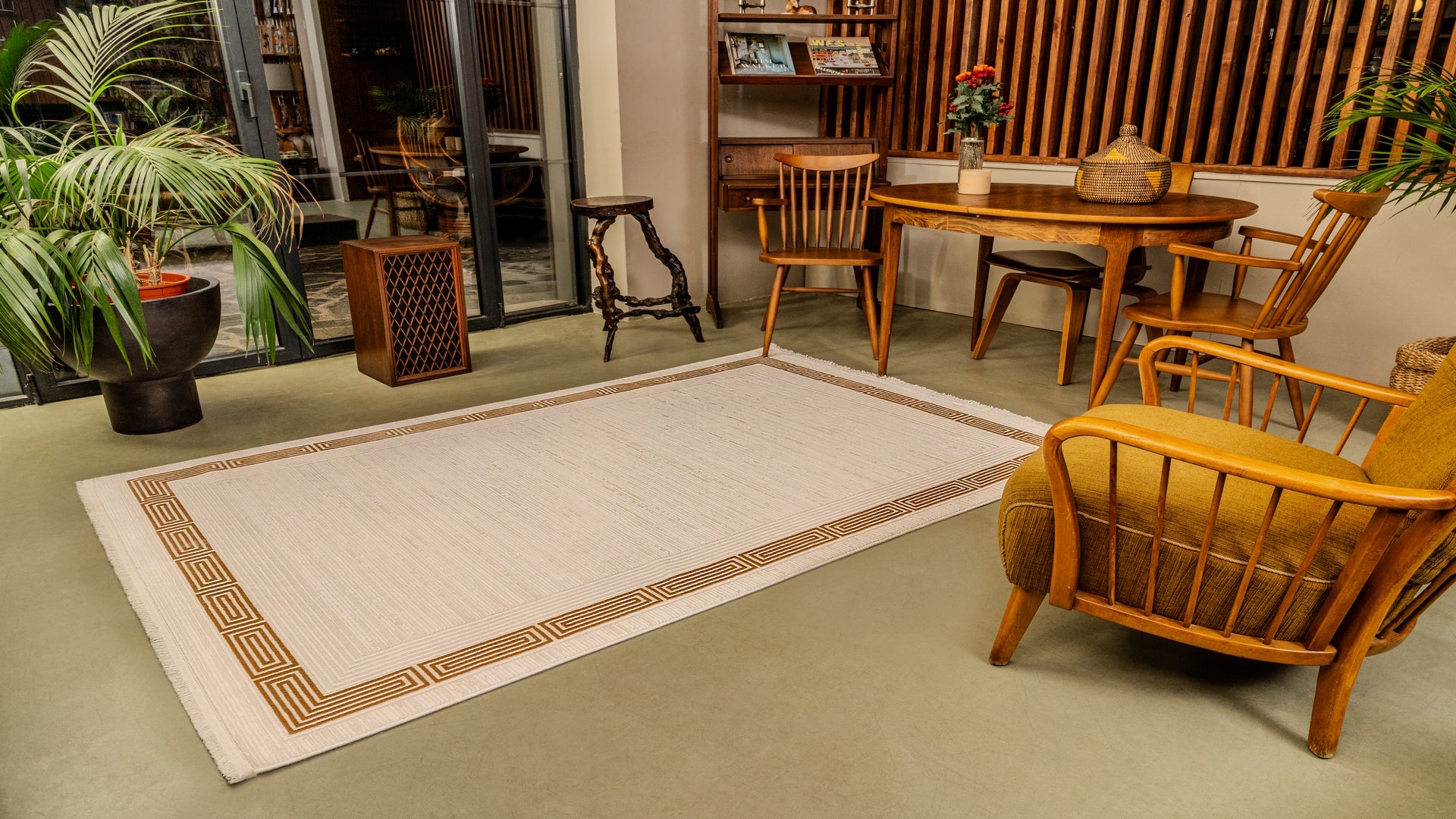 Mazzini 1482 Creme Strapazierfähiger, weicher Läuferteppich für Wohnzimmer, Küche, Flur, Aufenthaltsraum