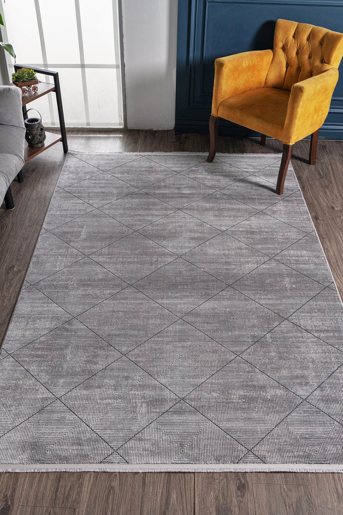 Mazzini 1489 Grey Durable Soft Textured Living Room Kitchen Hallway Sitting Room Runner Rug