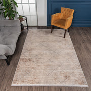 Mazzini 1490 Beige Durable Soft Textured Living Room Kitchen Hallway Sitting Room Runner Rug