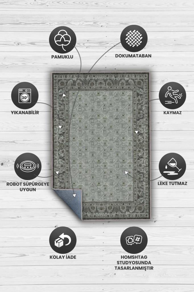 Minimalist Geometrik Desenli Çiçeklibordürlü Gri Salon Halısı, Modern Oturma Odası Halısı, Japandi Halı