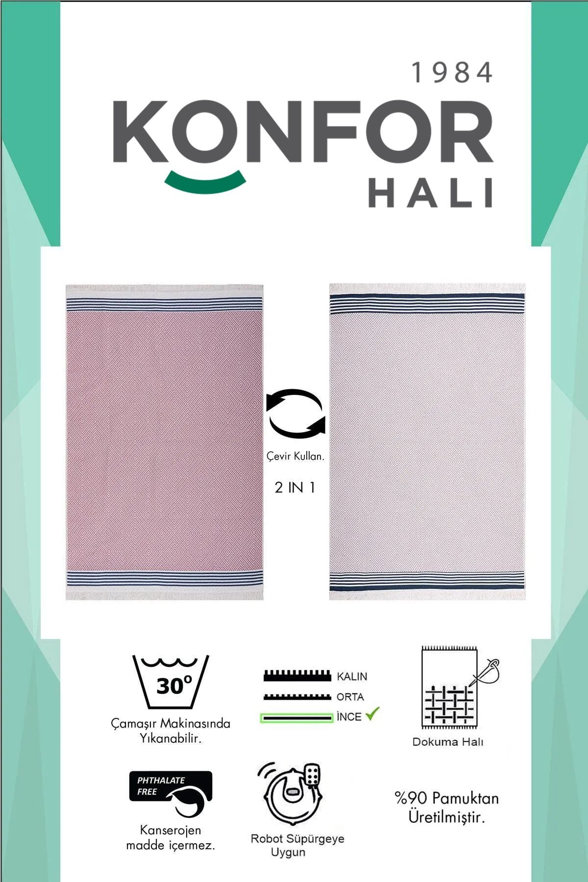 Modern Çift Taraflı Yıkanabilir Pamuk Saçaklı Dokuma Dekoratif Yolluk Halı Kilim