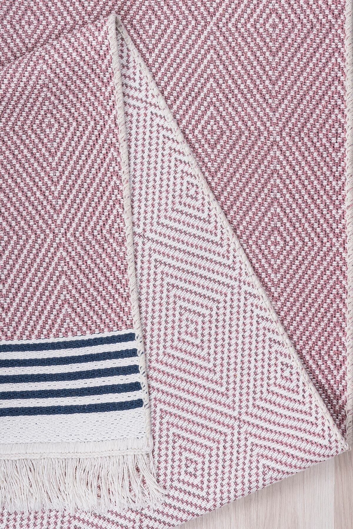 Modern Çift Taraflı Yıkanabilir Pamuk Saçaklı Dokuma Dekoratif Yolluk Halı Kilim