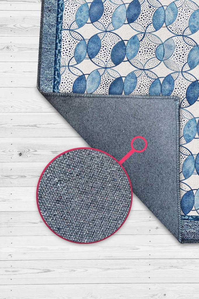 Modern Tarz Okyanus Temalı Geometrik Desenli Salon Halısı, Mavi Halı, Minimal Ev Dekoru, Yıkanabilir Halı