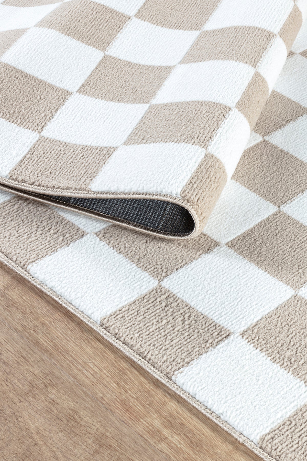 Moderno 3333 Beige-Weiß karierter Webteppich für Wohnzimmer, Küche, staubfreier maschinell gefertigter Teppich mit Karomuster