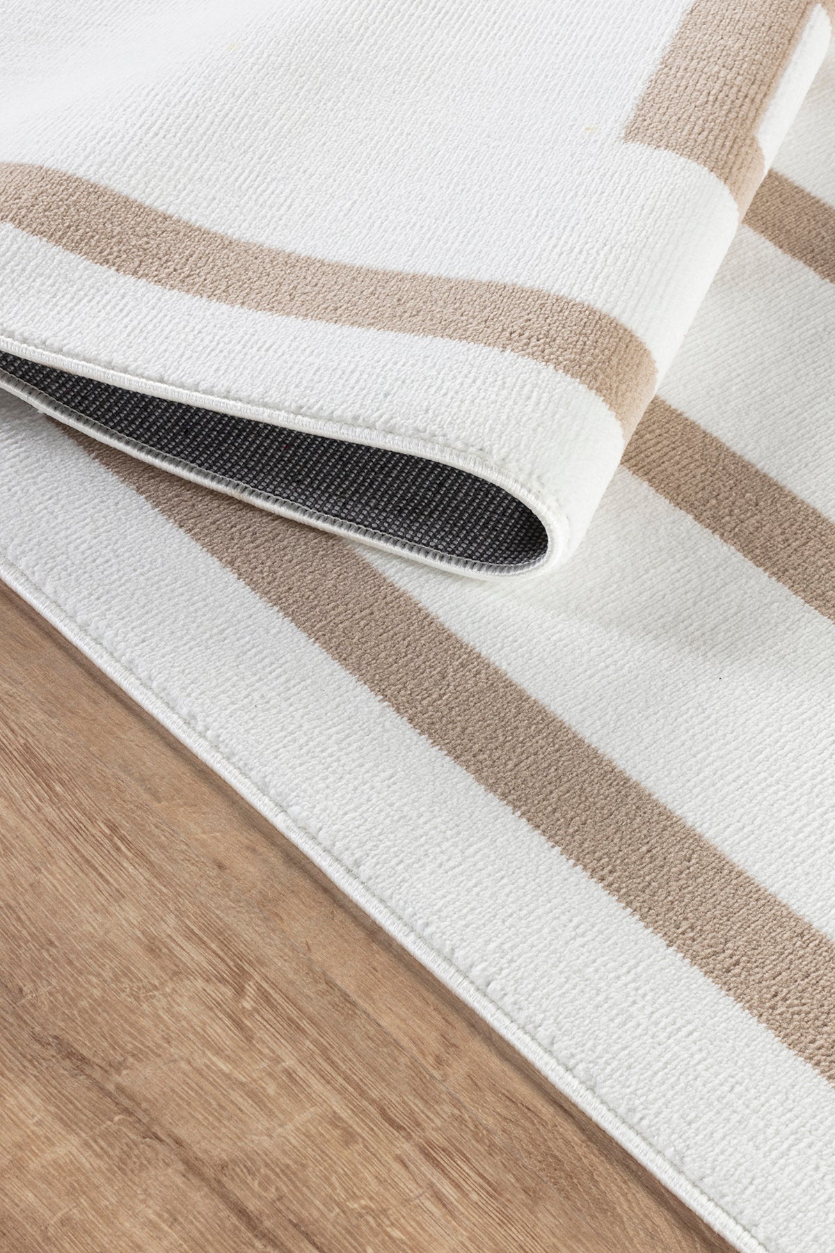 Moderno 3337 Bej Beyaz Çerçeve Desenli Dokuma Halı Salon Oturma Odası Mutfak Halısı Tozumaz Makine Halısı