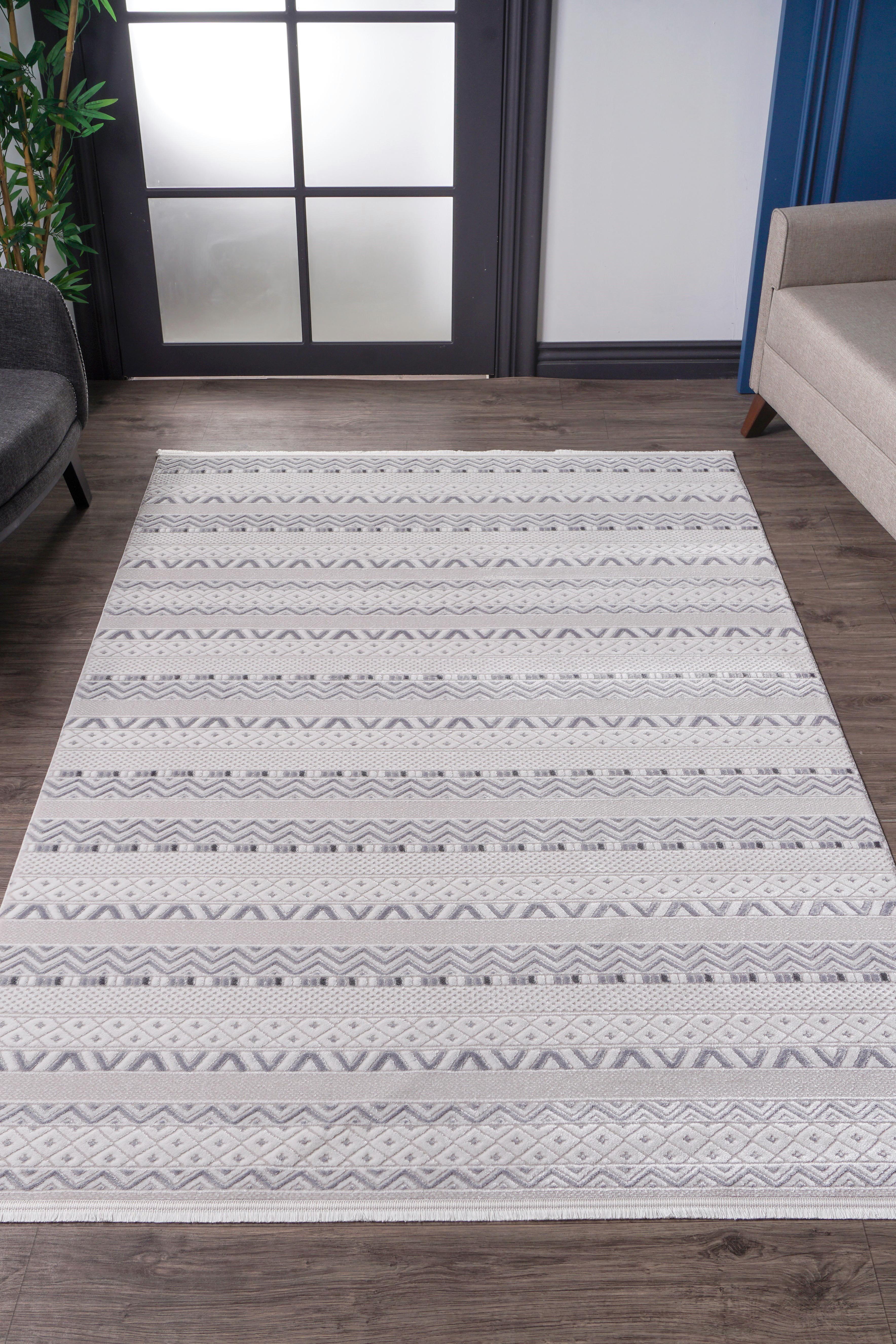 Nar A0235 Grauer, strapazierfähiger, weicher Läuferteppich für Wohnzimmer, Küche, Flur, Aufenthaltsraum, maschinell hergestellt
