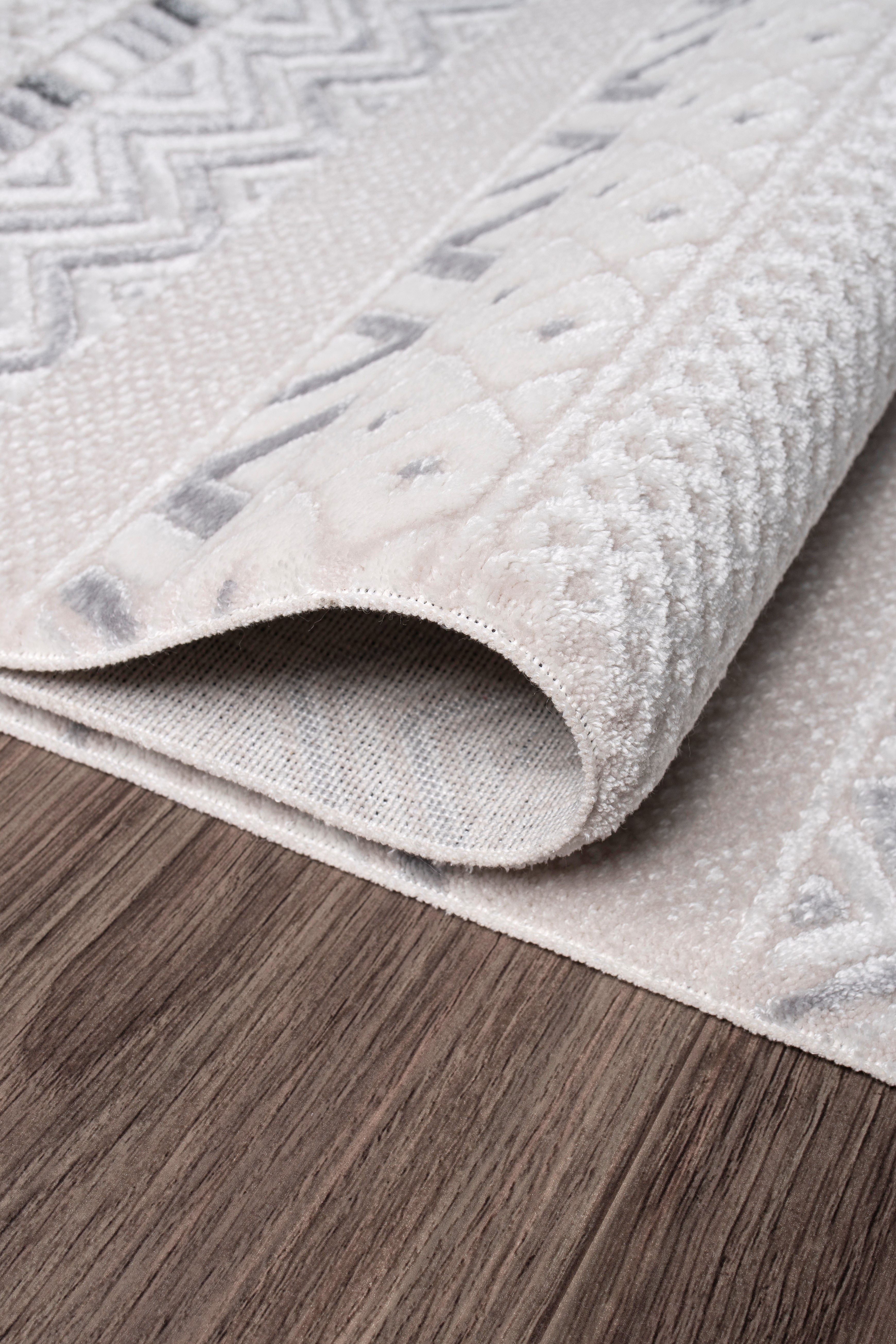 Nar A0235 Grauer, strapazierfähiger, weicher Läuferteppich für Wohnzimmer, Küche, Flur, Aufenthaltsraum, maschinell hergestellt