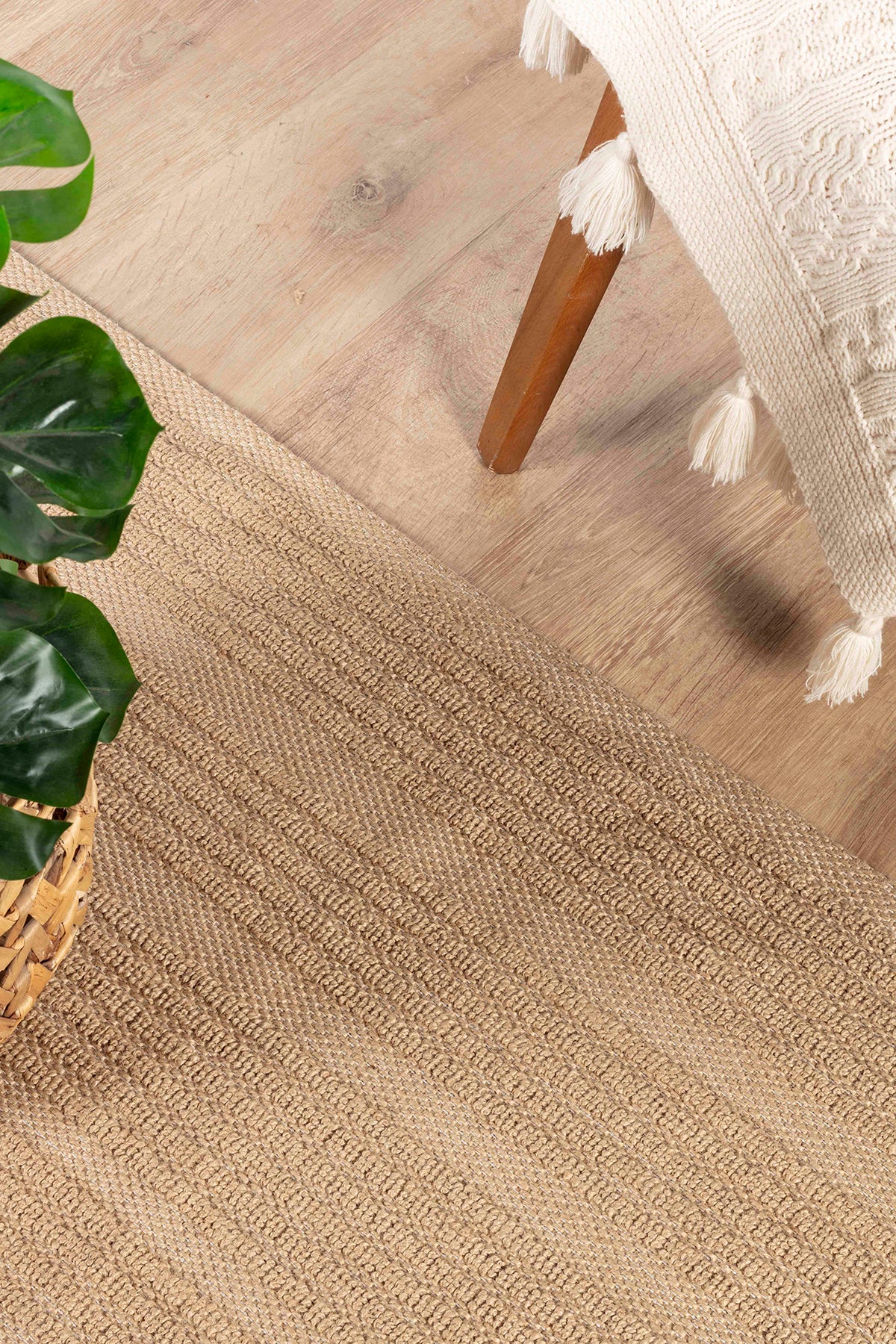 Natura 6662 %100 Doğal Jüt Kilim Bej Renkli Yumuşak Dokulu Şık Tasarımlı Kilim Modern Dokuma Kilim